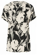 Plus Size Crew Neck Crinkle Fabric Printed T-shirt