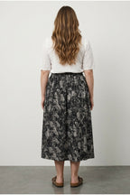 Plus Size Elastic Waist Pleated Patterned Stretchy Fabric Skirt