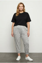 Plus Size Loose Trousers with Elasticated Waist and Cuffs, and Pockets