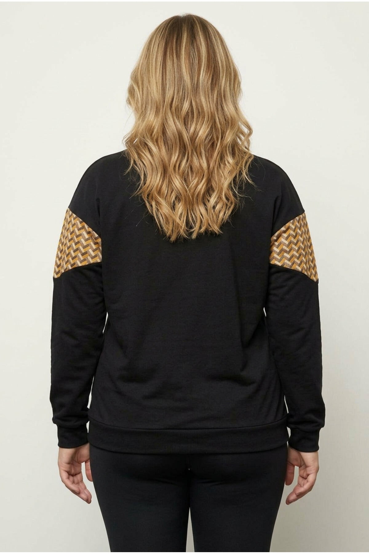 Plus Size Crew Neck Long Sleeve Patterned Sweatshirt