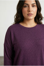 Plus Size Long Sleeve Thin Blouse with Tulle Detail on the Hem