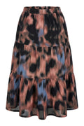 Plus Size Elasticated Waist Pleated Patterned Stretchy Skirt