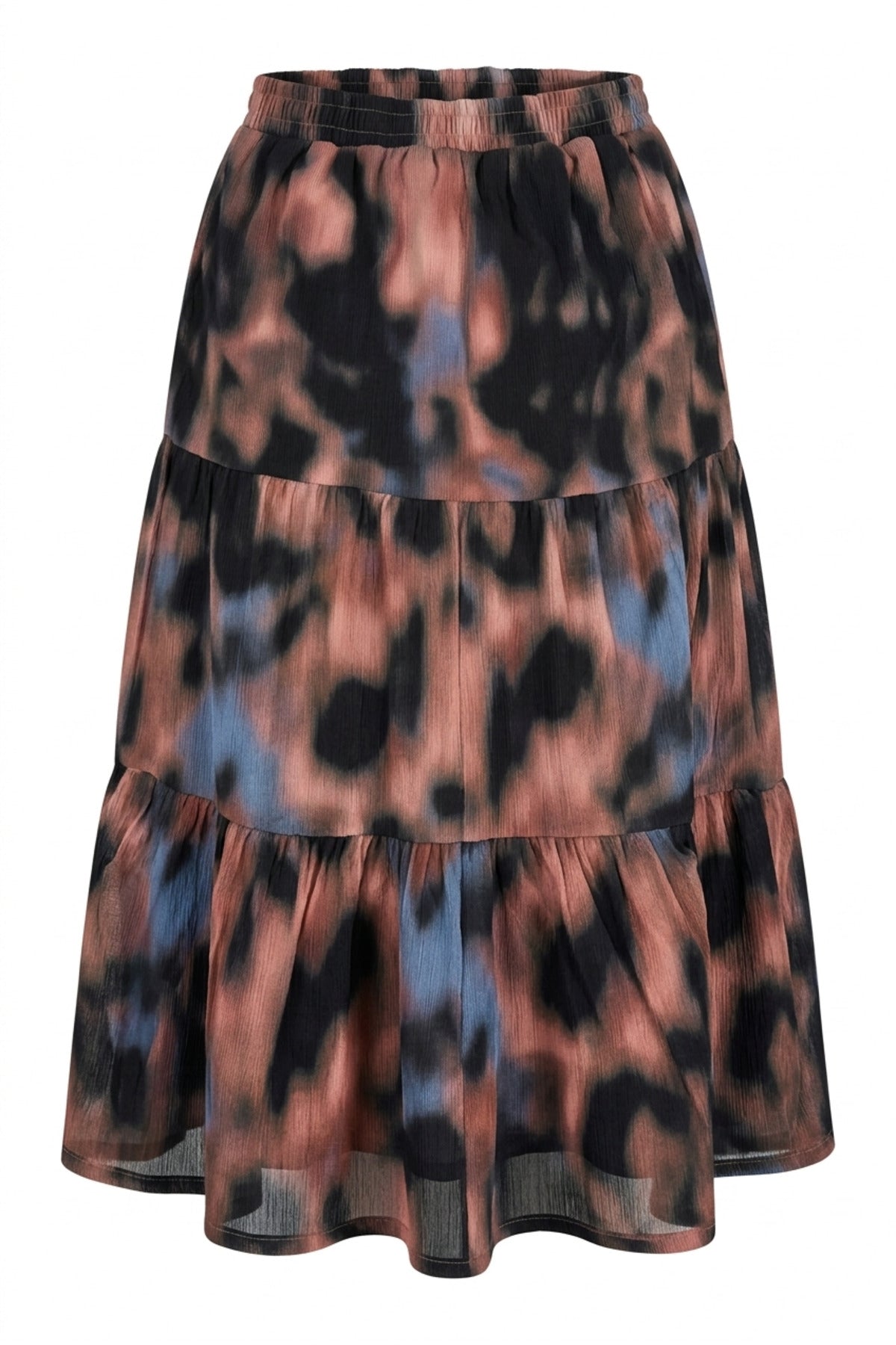 Plus Size Elasticated Waist Pleated Patterned Stretchy Skirt