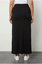 Plus Size Elastic Waist Relaxed Fit Pocketless Stretch Long Skirt