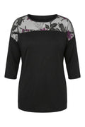 Plus Size Crew Neck Tulle Detailed Slim Sleeve Blouse