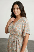 Wrap Neck Floral Blouse