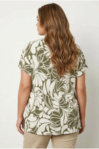 Plus Size Crew Neck Short Sleeve Patterned Blouse