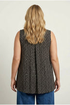 Plus Size V-Neck Sleeveless Star Patterned Blouse