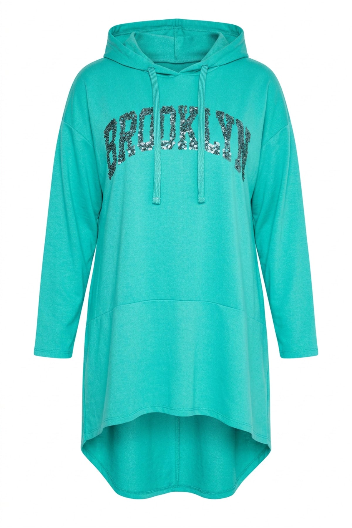 Plus Size Long Sleeve Hooded Sequin Tunic