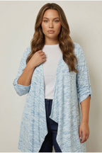 Plus Size Long Sleeve Open Front Asymmetrical Cut Lightweight Cardigan