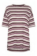 Plus Size Side Slit Short Sleeve Crew Neck Striped T-shirt