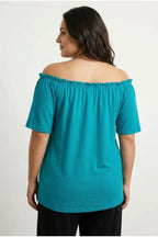 Plus Size Off-Shoulder Button Detailed Strapless Blouse