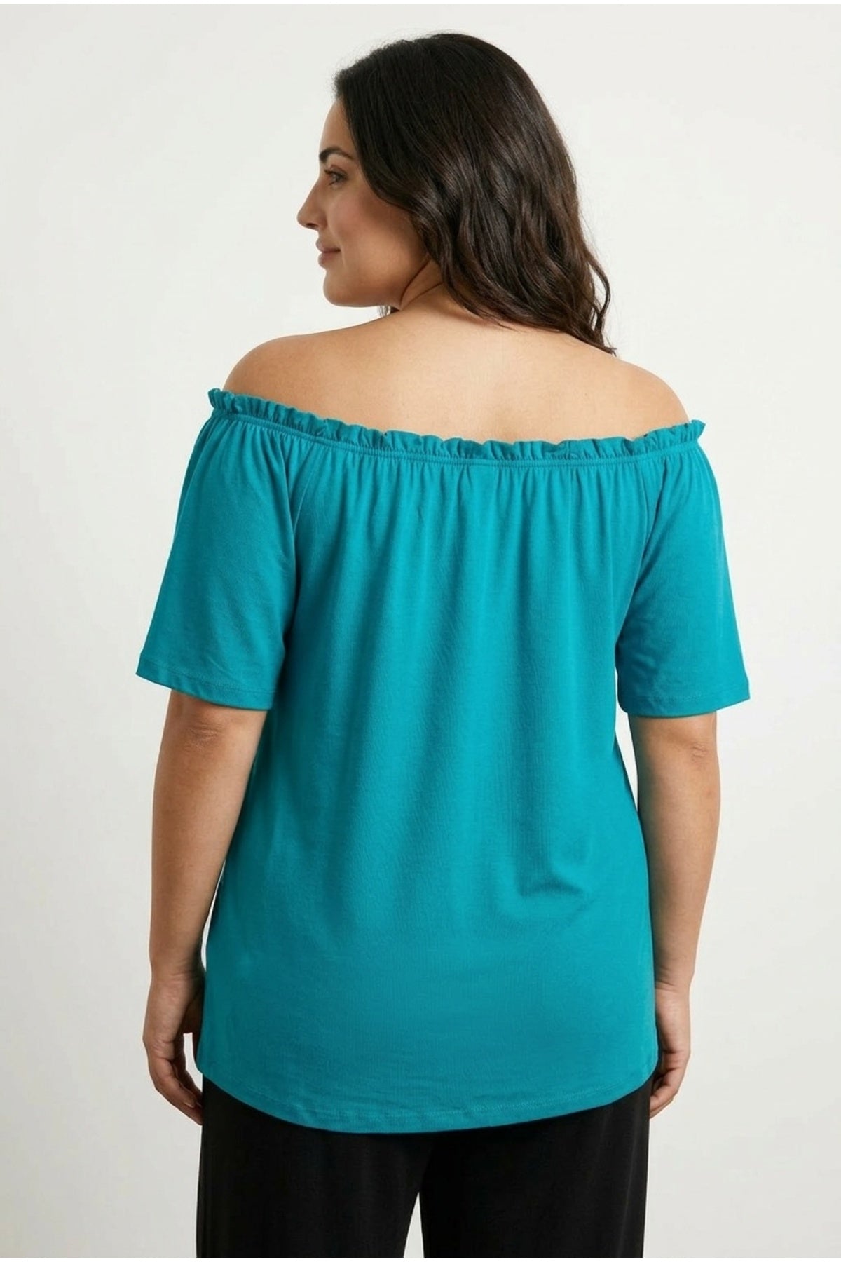 Plus Size Off-Shoulder Button Detailed Strapless Blouse