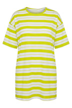 Plus Size Crew Neck Short Sleeve Striped Long Stretchy Fabric Tunic T-shirt