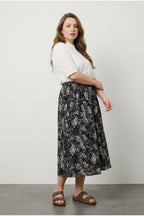 Plus Size Elastic Waist Pleated Patterned Stretchy Fabric Skirt