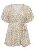 Wrap Neck Floral Blouse
