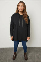 Plus Size Hooded Long Sleeve Asymmetric Cut Long Sweatshirt