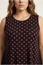 Plus Size Front Polka Dot Sleeveless Blouse