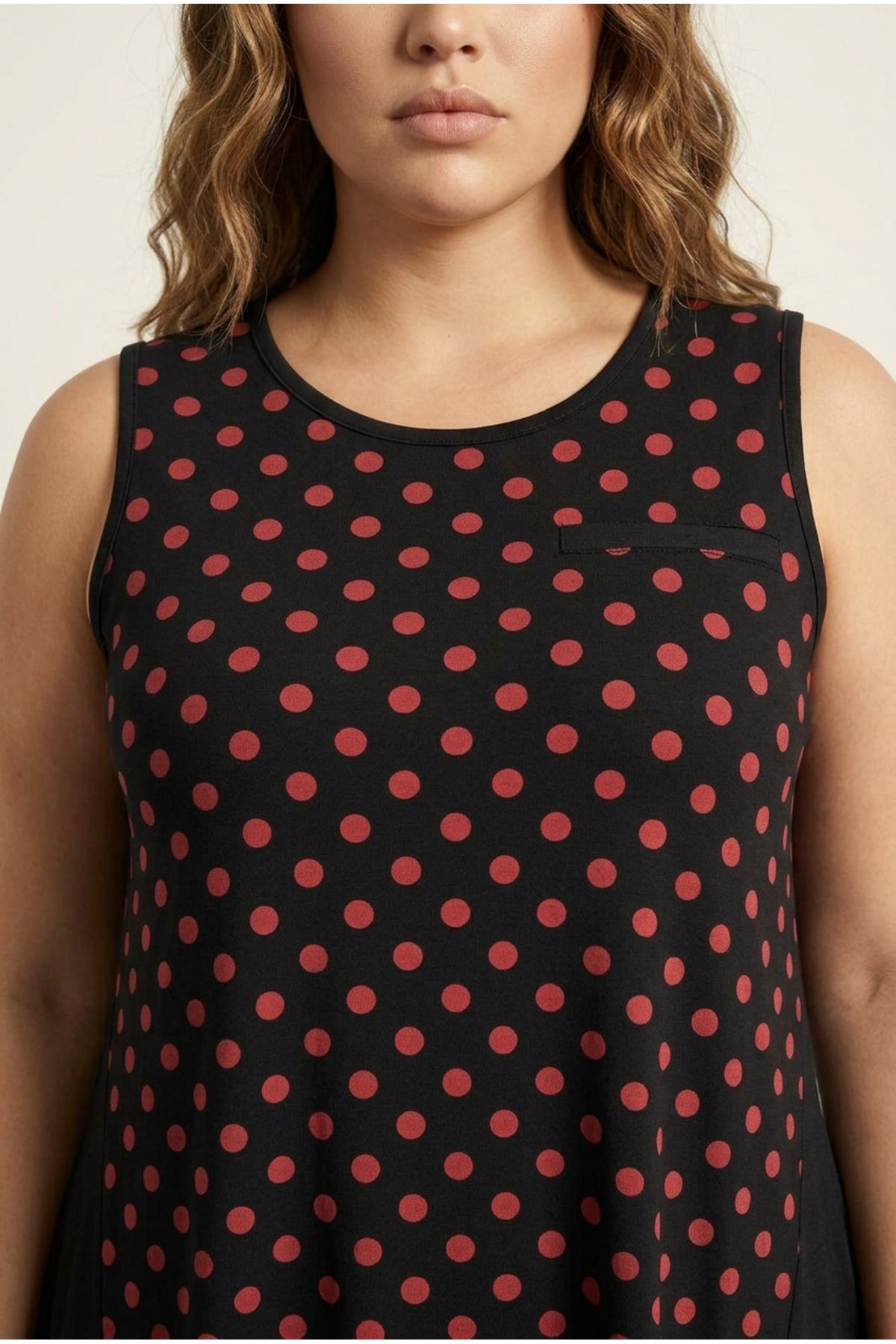Plus Size Front Polka Dot Sleeveless Blouse