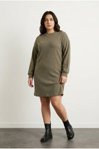 Plus Size Long Sleeve Crew Neck Straight Cut Dress