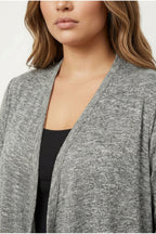 Plus Size Open Front Long Sleeve Asymmetrical Cut Thin Cardigan