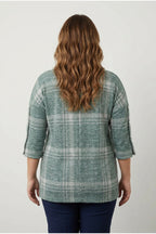 Plus Size Half Sleeve Button Detailed Soft Textured Sweater