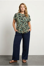 Plus Size Crew Neck Short Sleeve Zebra Print Blouse