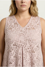 Plus Size V-Neck Sleeveless Unlined Lace Blouse