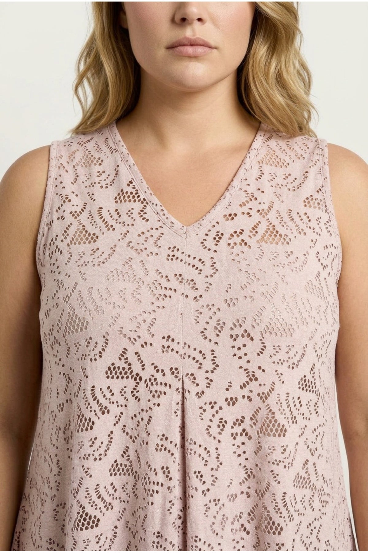 Plus Size V-Neck Sleeveless Unlined Lace Blouse