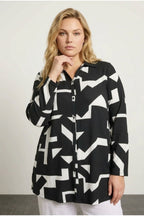 Plus Size Long Sleeve Abstract Patterned Long Shirt