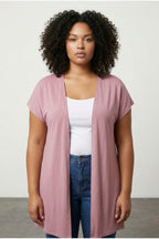 Plus Size Short Sleeve Open Front Lightweight Cardigan