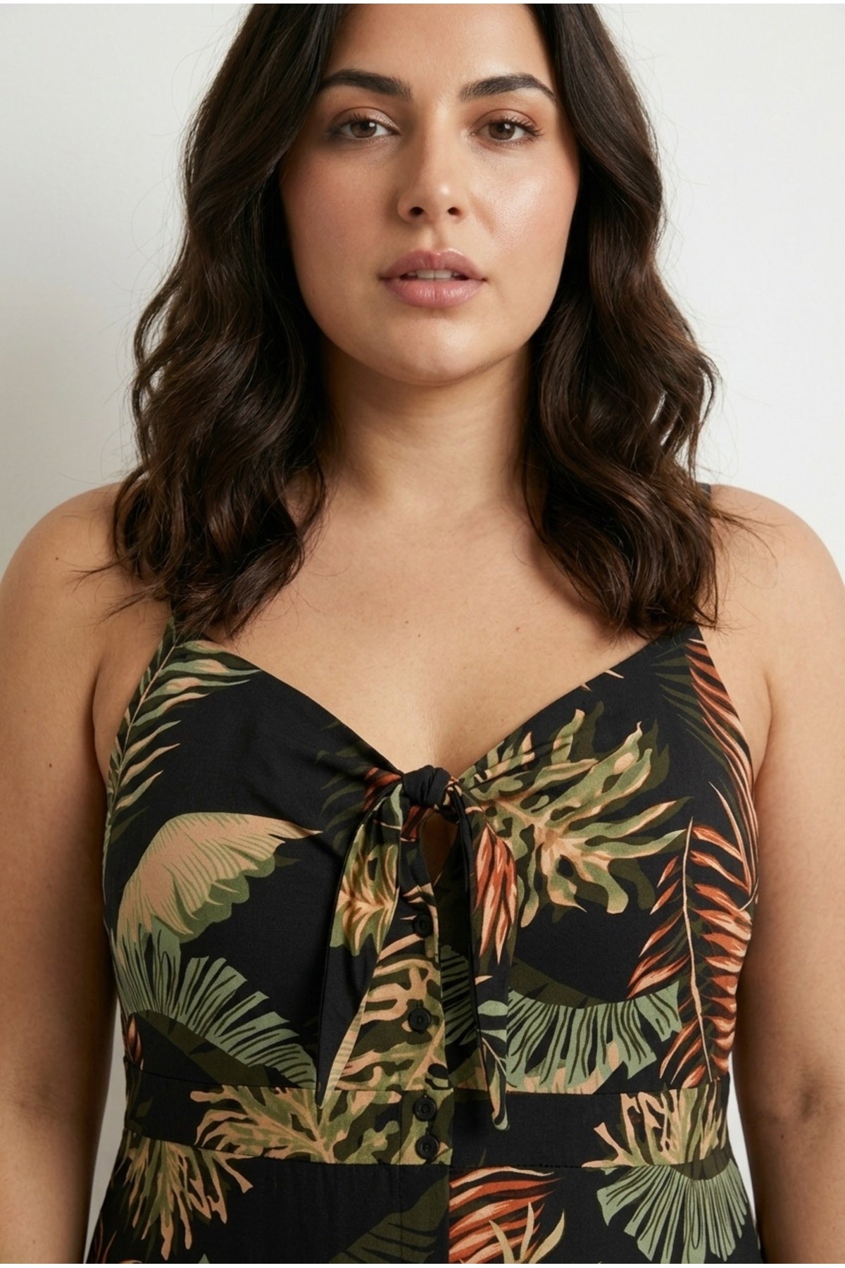 Plus Size Strappy Plunge Neck Floral Print Maxi Dress