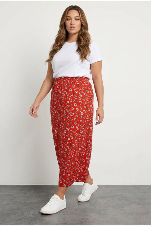 Floral Patterned High Waist Short Pencil Skirt