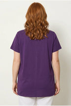 Plus Size Crew Neck Short Sleeve Printed Stretchy Fabric T-shirt