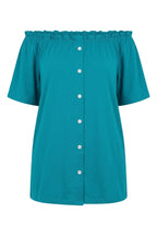 Plus Size Off-Shoulder Button Detailed Strapless Blouse