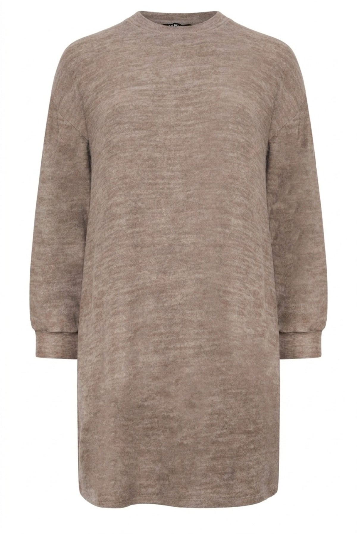 Plus Size Long Sleeve Crew Neck Soft Textured Dress