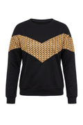 Plus Size Crew Neck Long Sleeve Patterned Sweatshirt