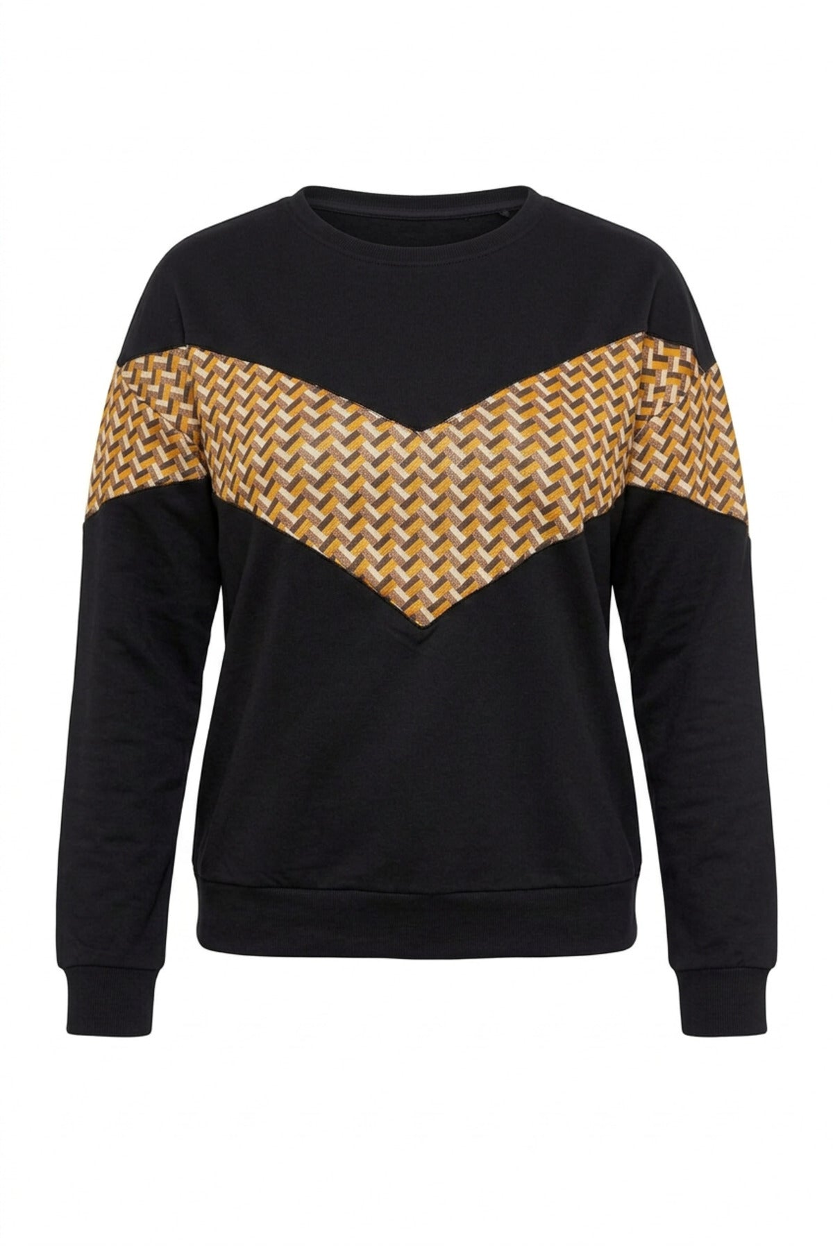 Plus Size Crew Neck Long Sleeve Patterned Sweatshirt