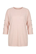 Plus Size Half Sleeve Crew Neck Button Detailed Sweater