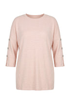 Plus Size Half Sleeve Crew Neck Button Detailed Sweater
