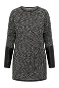 Plus Size Crew Neck Long Sleeve Leather Detailed T-shirt