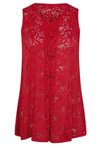 Plus Size V-Neck Sleeveless Unlined Lace T-shirt