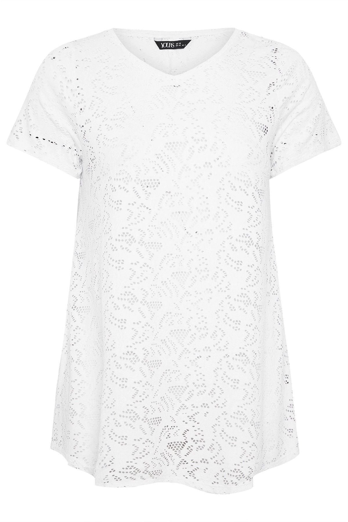 Plus Size V-Neck Sleeveless Unlined Lace T-shirt