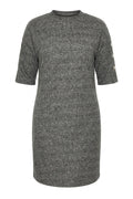Plus Size Half Turtleneck Half Sleeve Ribbed Dress