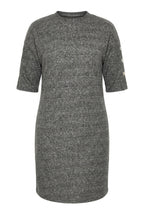 Plus Size Half Turtleneck Half Sleeve Ribbed Dress