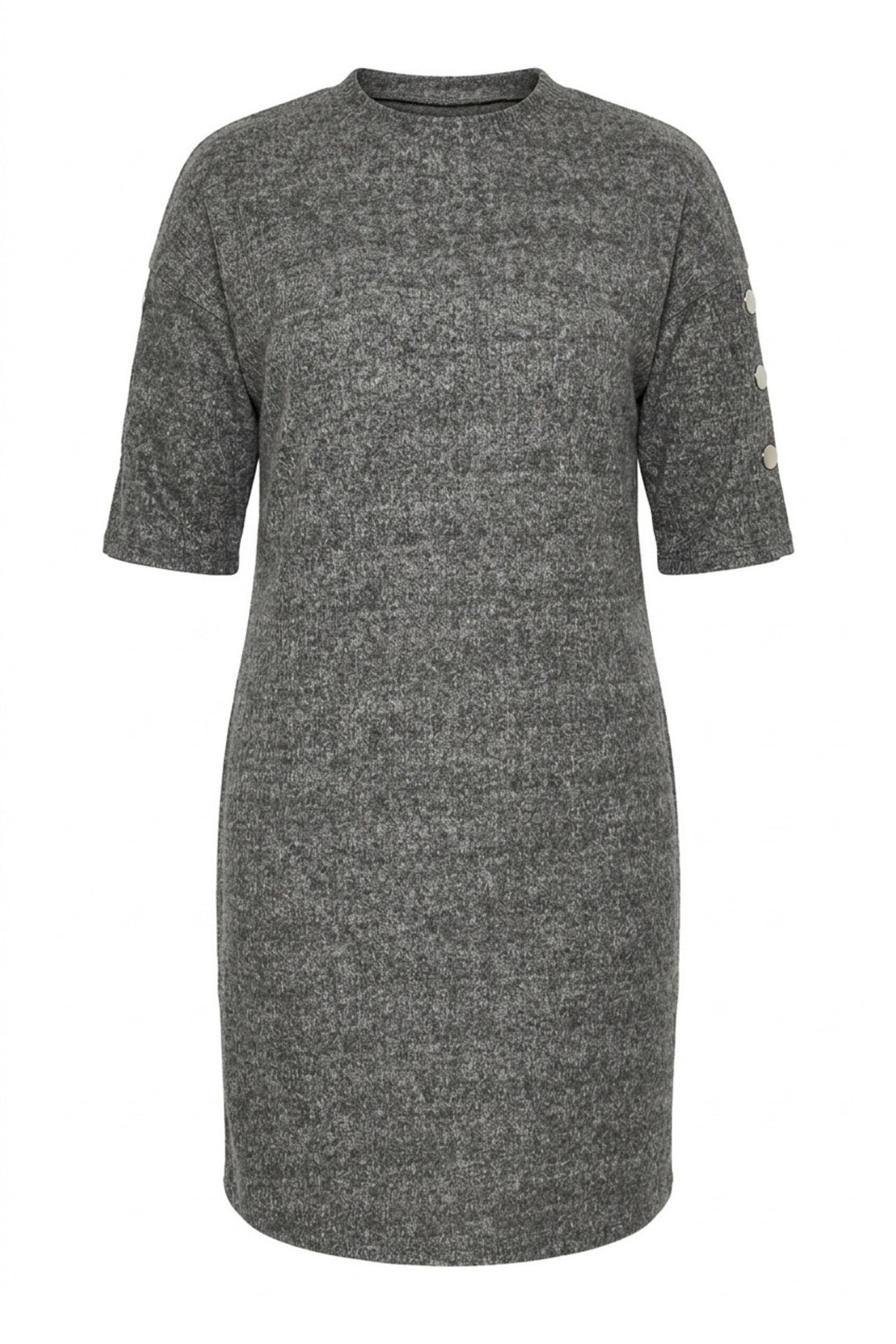 Plus Size Half Turtleneck Half Sleeve Ribbed Dress
