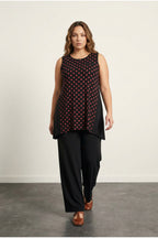 Plus Size Front Polka Dot Sleeveless Blouse