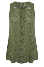 Plus Size V-Neck Sleeveless Unlined Lace T-shirt
