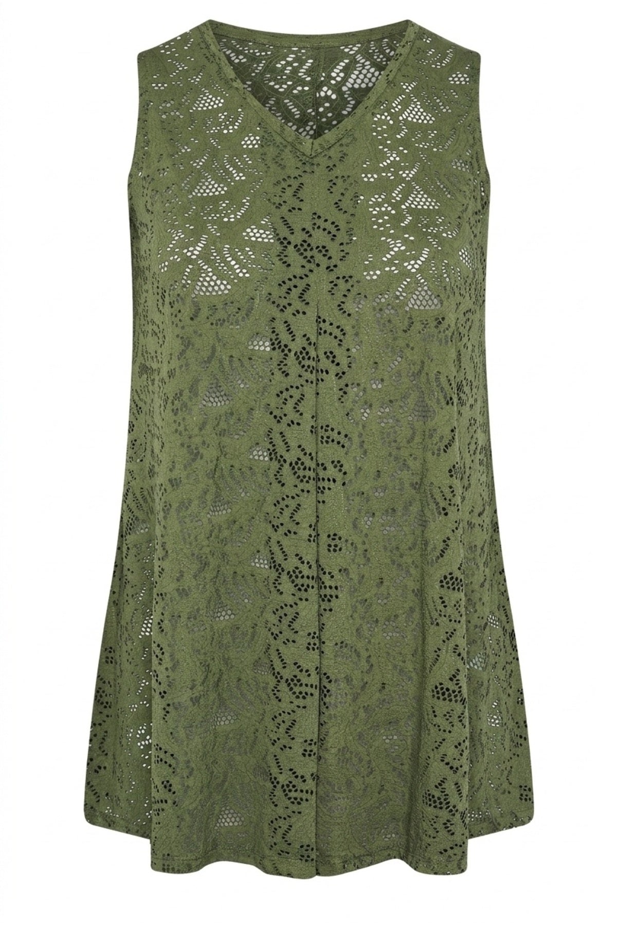 Plus Size V-Neck Sleeveless Unlined Lace T-shirt
