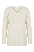 Plus Size Ecru Knit Sweater with Distressed Details